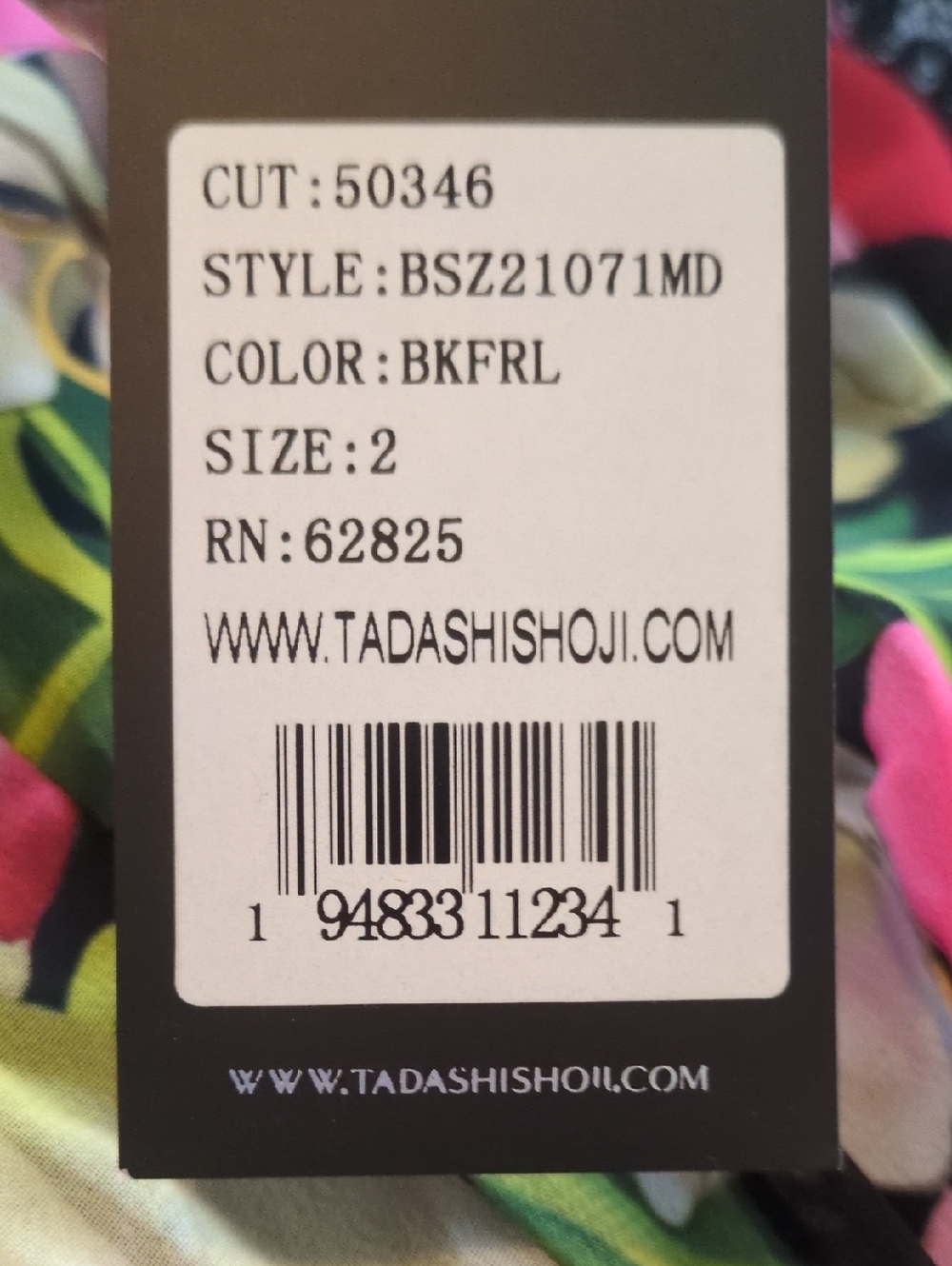 NWT $529 Tadashi Shoji Iola Floral Print Wrap Dress black lace trim size 2 - Picture 5 of 5